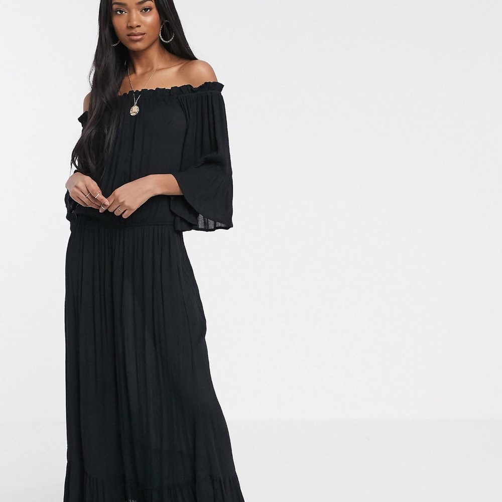 ASOS 🖤 BLACK OFF THE SHOULDER MAXI DRESS